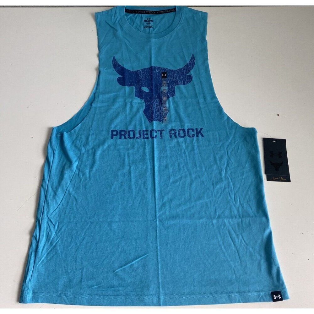 Under Armour UA Project Rock Brahma Bull Muscle Tank Top 1373787-433 Men's Sz M - Picture 1 of 10